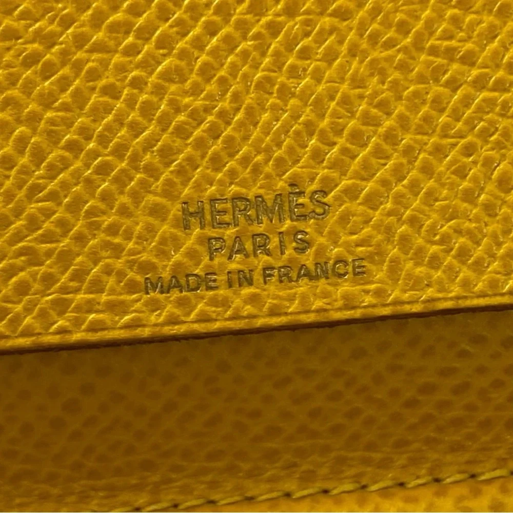 Hermes Yellow Leather Notebook Agenda Cover Passport Holder Travel - Picture 5 of 13